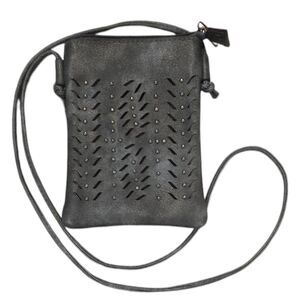Avenue 9 Mini Laser Cut Tassel Accent Crossbody Black Gray Blueish Color